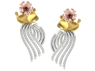 Women Pendant Earring Sets 3dm STL OBJ FBX Renders Details 3D print model 6