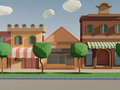 Lowpoly town Free 3D model