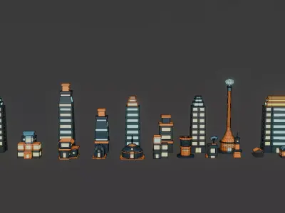 Stylized Futuristic City Environment Pack Game Ready Low-poly 3D model