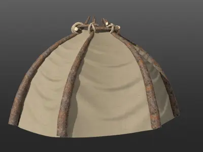 Primitive Leather Hut Low-poly 3D model