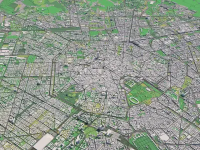 Milan Italy 30x30km 3D City Map 3D model
