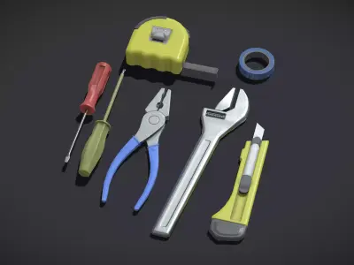 Tools pack Low-poly 3D model by InfiniteSolution3D