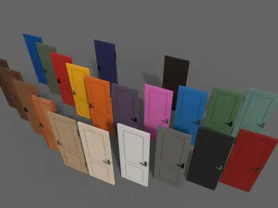 PBR Wood Door B3 Low-poly 3D model