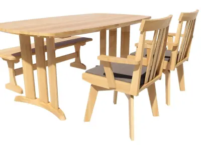 Dining set 4 seat 3D model