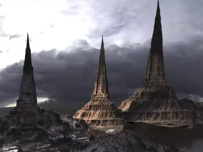 Spiked Epic mountains 3D model