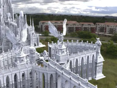 Final Fantasy City  High fantasy City ocean 3D model