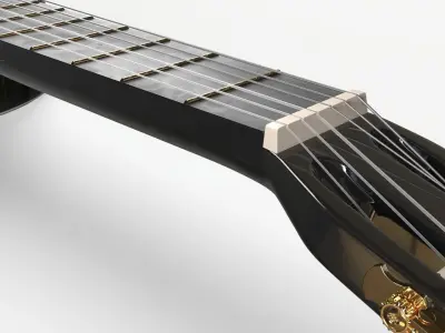 Black Acoustic Guitar 3D model