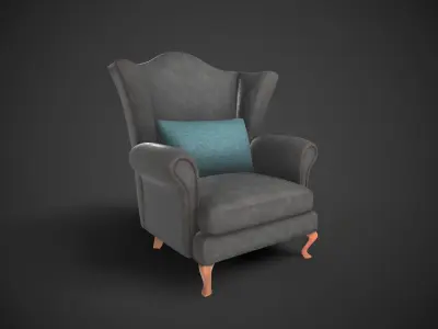Wingback Chairs 010 Low-poly 3D model