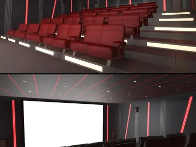 Modern Cinema Halls - 8 Scenes Low-poly 3D model