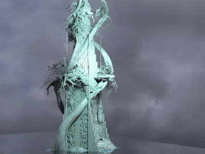 Elden Celtic Gods Engraved Tree Tower 3D model