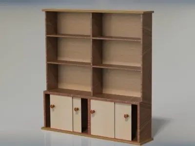 Bookshelf bookcase with doors and drawers 3D model