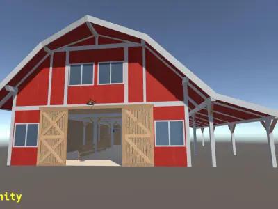Barn house Low-poly 3D model