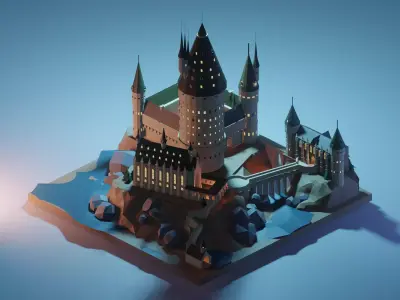 HOGWARTS SCHOOL OF WITCHCRAFT AND WIZARDRY Low-poly 3D model