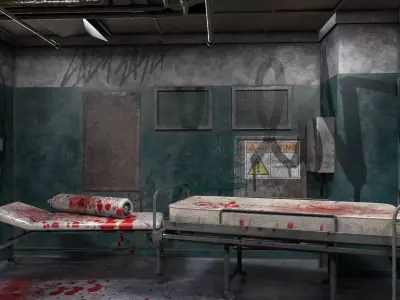 Old Hospital Room 1 Low-poly 3D model