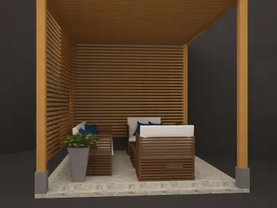 gazebo wooden pergola 3D model