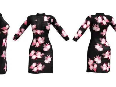 Lace Trim Dress Low-poly 3D model