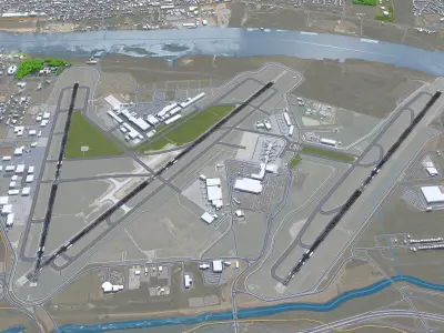 Bill and Hillary Clinton National Airport 10km Low-poly 3D model