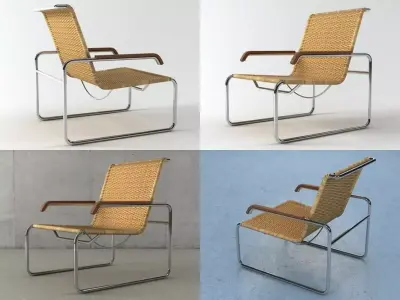 S35R four different chairs and table 3D model