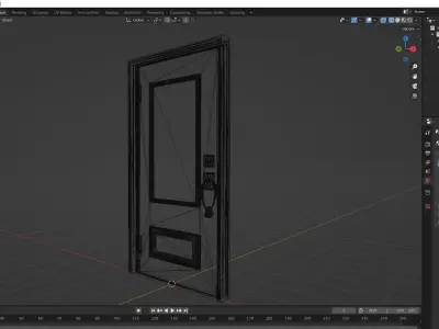 French Doors collection with glass Low-poly 3D model