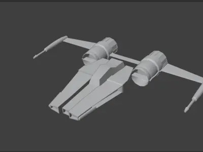 stylized 3d starfighter 1 Game-Ready Sci-Fi Spaceship in Blender Low-poly 3D model