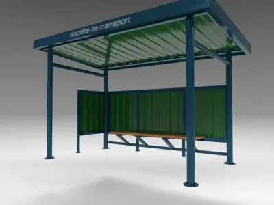 bus stop Low-poly 3D model