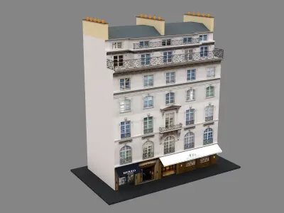 Typical Parisian Apartment Building 11 Low-poly 3D model