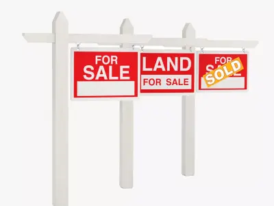 Real Estate For Sale Notice Sign Board 3D model