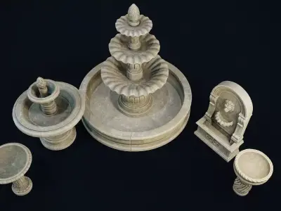 Garden Fountains Low-poly 3D model