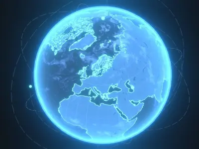 Animated Hologram Planet Earth Sci-Fi 3D Model Low-poly 3D model