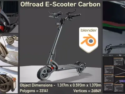 Offroad E-Scooter Carbon Version Low-poly 3D model