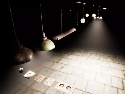 Ceiling Lights Pack Low-poly 3D model