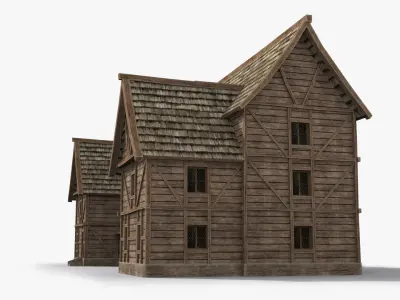 Medieval house x20 Low-poly 3D model