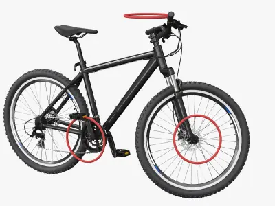  Cross Country Hardtail Bicycle Gray Black Rigged 