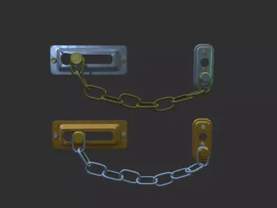 Door chain lock Low-poly 3D model