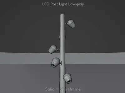 LED light column with 5 lights made of galvanised metal Low-poly 3D model