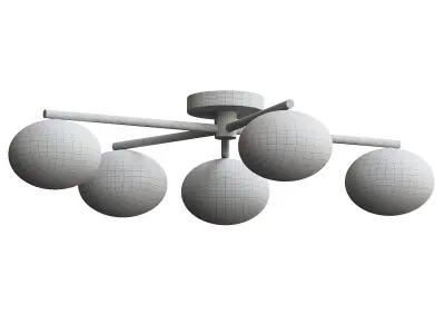 Imperial - 5 light brass and opal flush 3D model