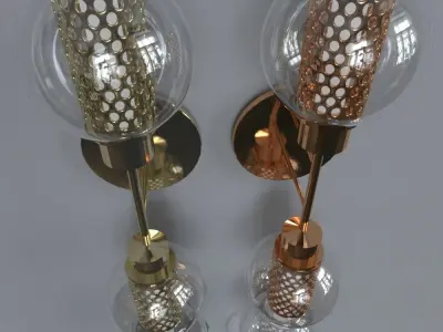 light 3 pair of gold and silver earrings 3D model