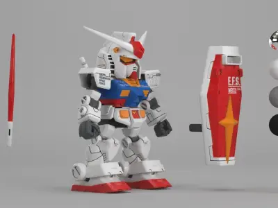SD CROSS SILHOUETTE RX-78-2 - VFX 3D model