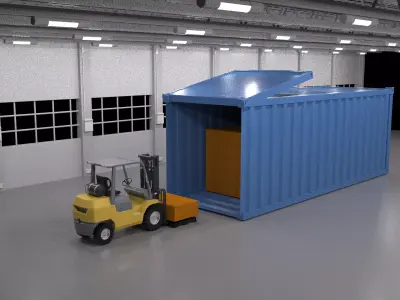 Yellow mobile forklift 3D factory 3D model
