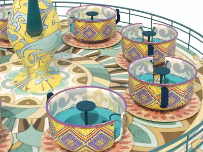 Tea Cup Carousel Low-poly 3D model