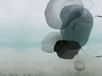 Abstract Ink Stones over Gradient Landscape  Texture