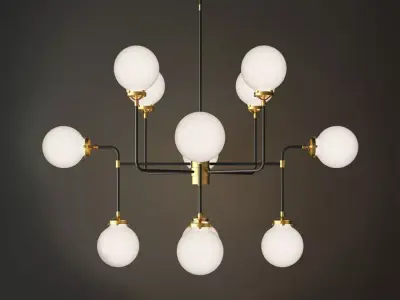bistro globe clear glass 12 brass milk 3D model