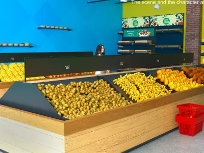  People Near Counter with Fresh Fruits 
