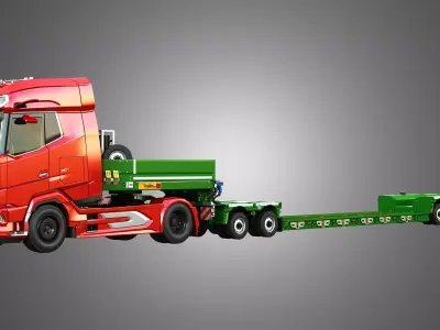 XG Truck - single axle with Faymonville Trailer 3D Model Pack