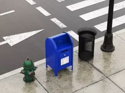 Urban Street Props Pack Low-poly 3D model