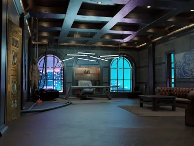 Retro Cyberpunk Apartment Scene v11 3D model