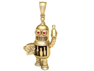  gold robot jewelry 3D print model