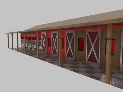 Horse Stable Low-poly 3D model