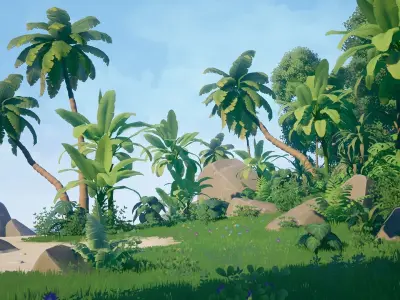 Stylized Environment Series - Tropical Package Low-poly 3D model