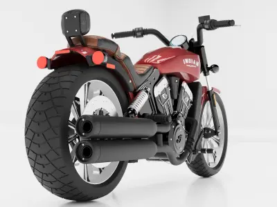 Indian Scout 3D Model with Back Seat Motorcycle 3D model